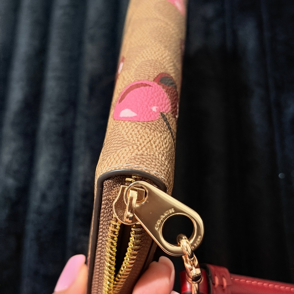 Coach Brown Cherry Print Wristlet - Picture 4 of 13